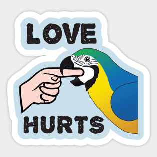 Love Hurts - Blue and Gold Macaw Parrot Sticker